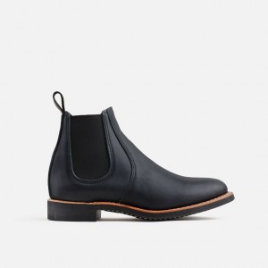 Red Wing 6-inch Chelsea Short Boot in Black Boundary Leather | XWMQZ-2819