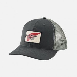 Red Wing Embroidered Logo Mesh Ball Cap in Charcoal Gray | VEONW-5891