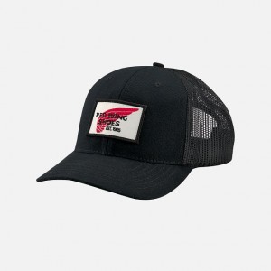 Red Wing Embroidered Logo Mesh Ball Cap in Black | IANUQ-5946