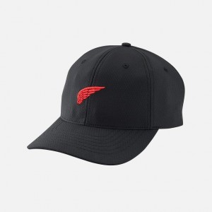 Red Wing Embroidered Wing Performance Ball Cap in Black | NSRID-3054