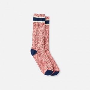 Red Wing Wool Blend Ragg Crew Socks in Red/Navy Wool Blend | IREPZ-0128